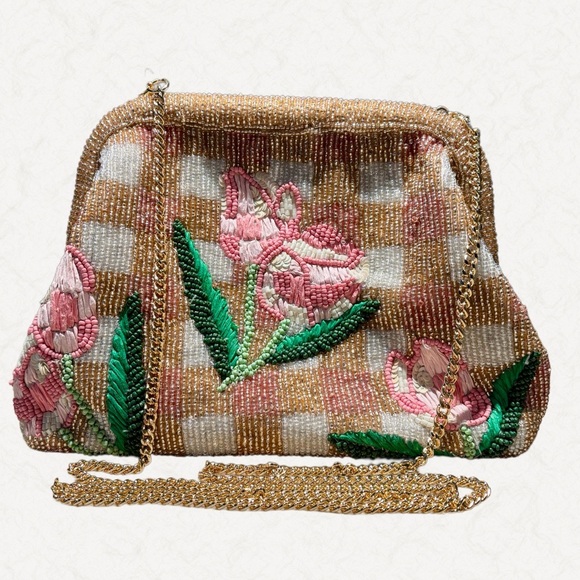 Anthropologie Beaded Wildflower Clutch